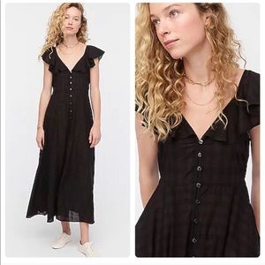 J. Crew Black Button up Gingham Midi Dress M NWT